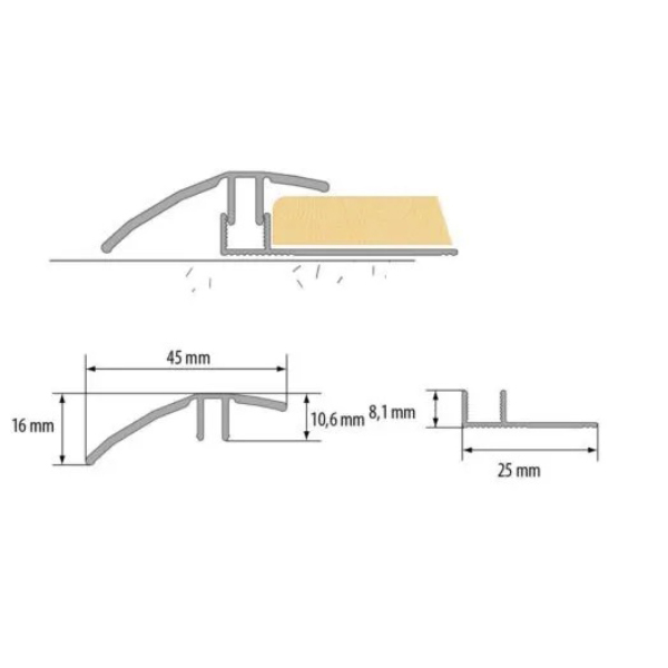 0.9m Door Bars Threshold Strip Transition Trim TILES to laminate carpet 