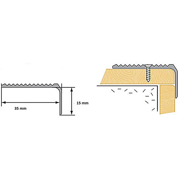 0.9m Aluminium Non Slip Anodised Edge Trim Stair Nosings