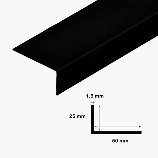 1m Unequal Black Plastic PVC Corner 90 Degree Angle Trim