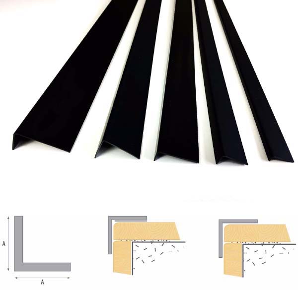 1m Unequal Black Plastic PVC Corner 90 Degree Angle Trim