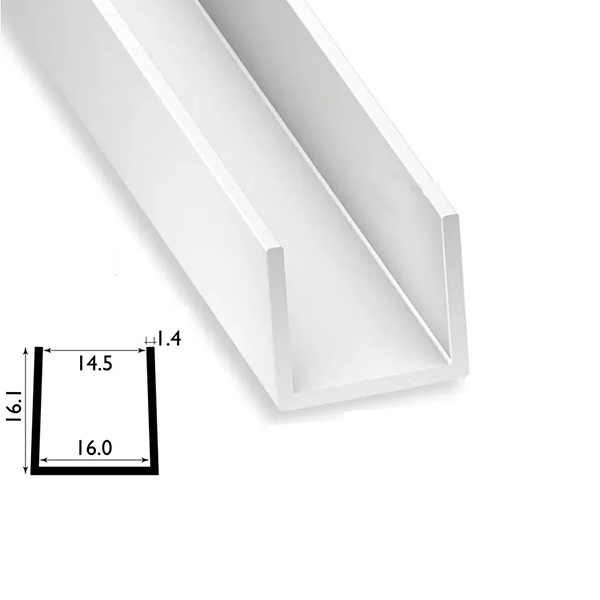 1 Metre U Channel Profile PVC Square Strip