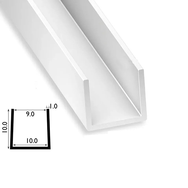 1 Metre U Channel Profile PVC Square Strip