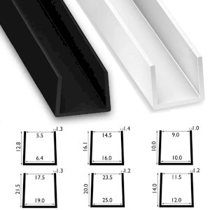 1 Metre U Channel Profile PVC Square Strip