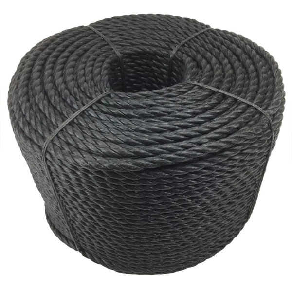 10mm Polypropylene 3 Strand Lightweight Nylon Black Rope Coil 