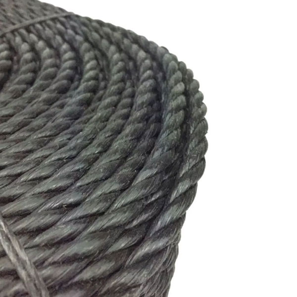 12mm Polypropylene Black Rope Coil 3 Strand Nylon Lightweight Rope