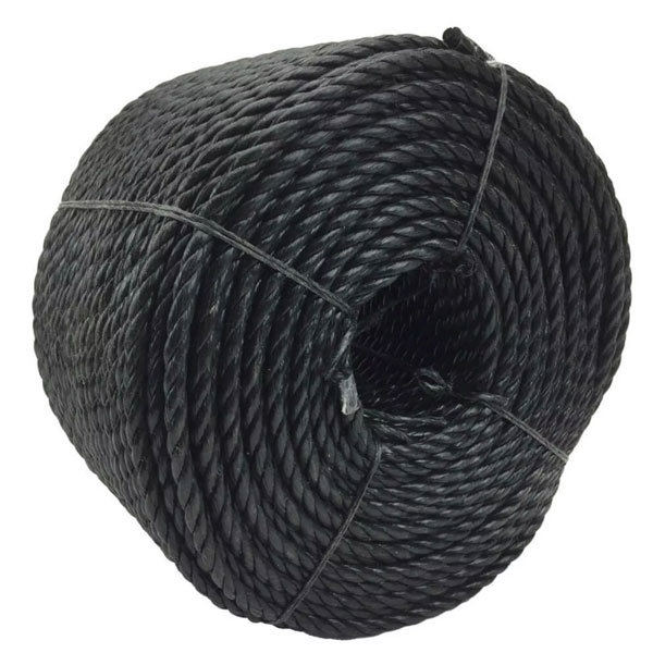 12mm Polypropylene Black Rope Coil 3 Strand Nylon Lightweight Rope