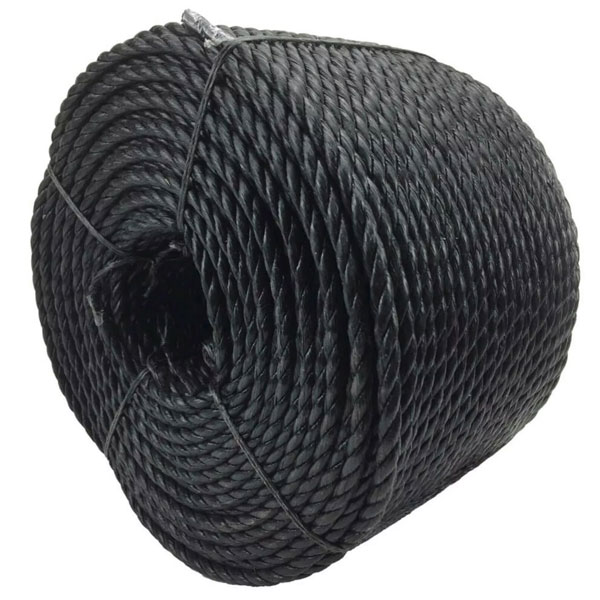 12mm Polypropylene Black Rope Coil 3 Strand Nylon Lightweight Rope