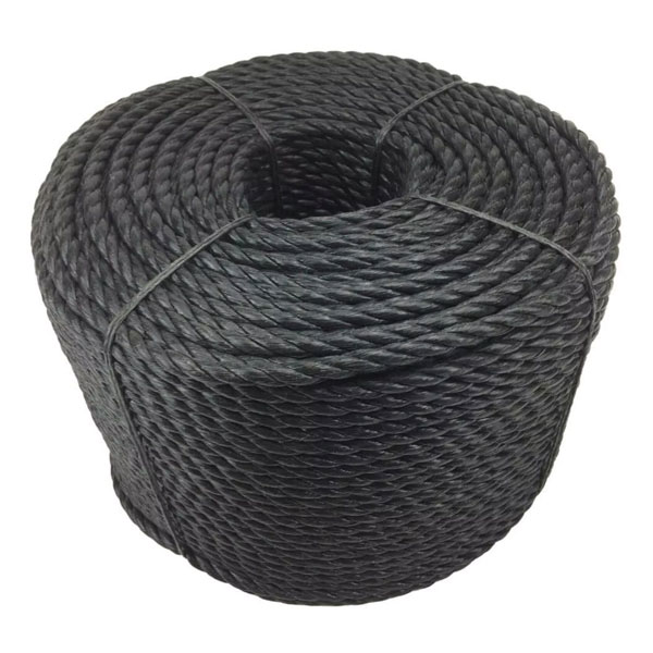 12mm Polypropylene Black Rope Coil 3 Strand Nylon Lightweight Rope