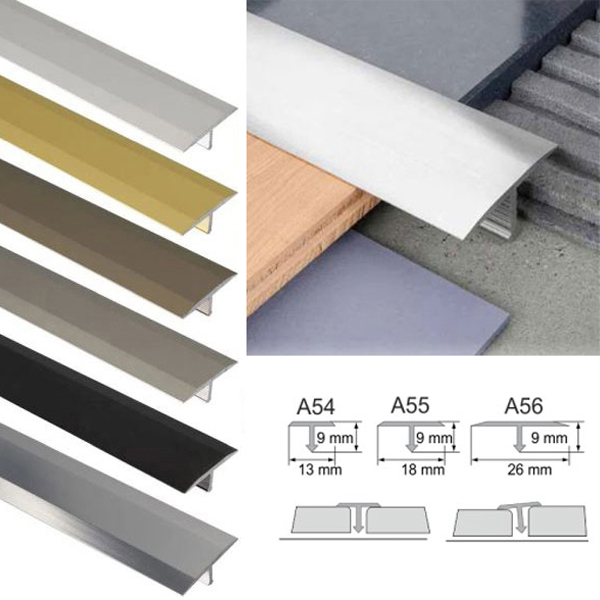 13mm Anodised Aluminium Door Threshold Trim T Bar Transition Strip For Tiles