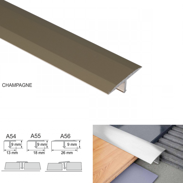 Anodised Aluminium Threshold Trim T Bar Transition Trim For Tiles