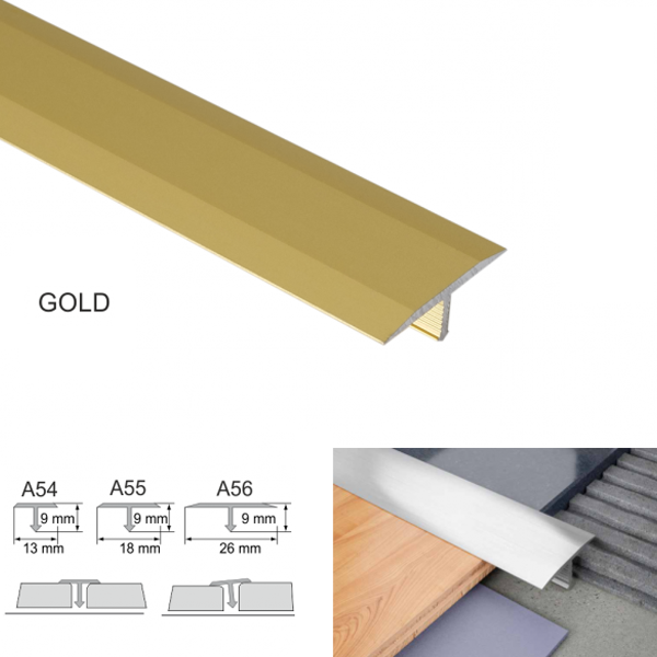 Anodised Aluminium Threshold Trim T Bar Transition Trim For Tiles