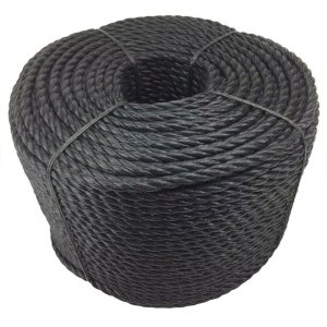 18mm Polypropylene 3 Strand Twisted Black Rope Lightweight Nylon Coil