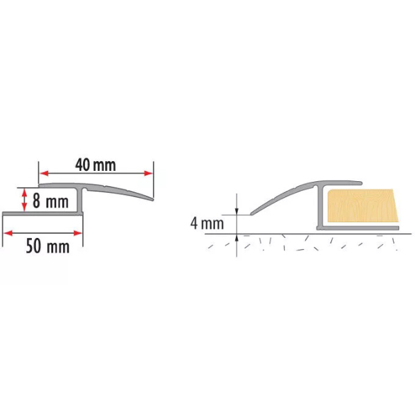 1m Aluminium Door Edging Floor Trim Threshold- ZET O Profile