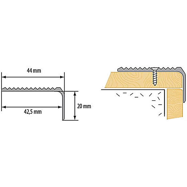 1m Aluminium Anodised Step Nose Stair Nosing Edge Trim