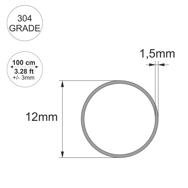 1m Long Stainless Steel Round Tube / Pipe 304 Grade