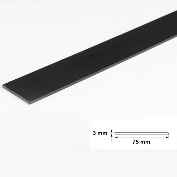 Black 2.5 Meter Durable PVC Flat Bar, Trim Architrave Cover