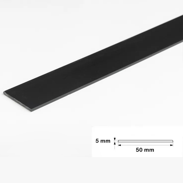 Black 2.5 Meter Durable PVC Flat Bar, Trim Architrave Cover