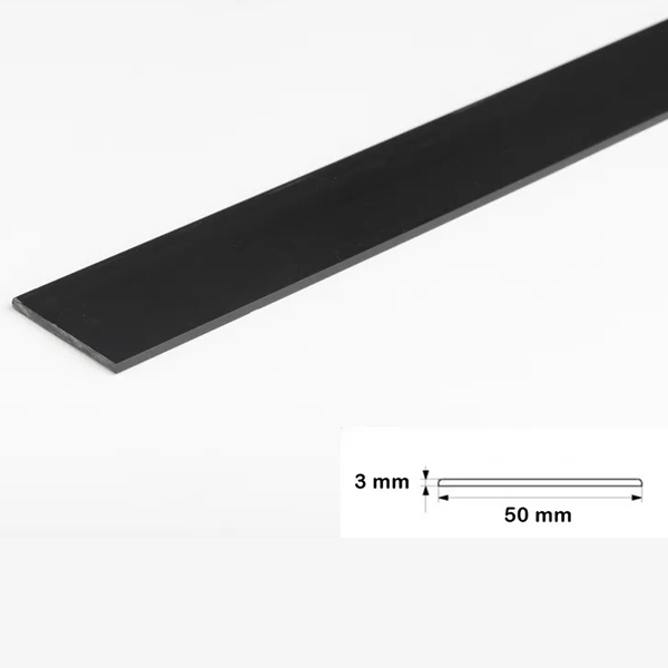 Black 2.5 Meter Durable PVC Flat Bar, Trim Architrave Cover