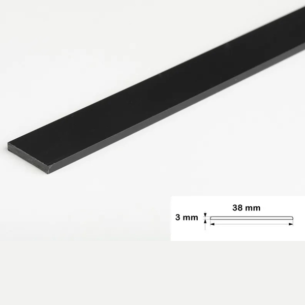 Black 2.5 Meter Durable PVC Flat Bar, Trim Architrave Cover