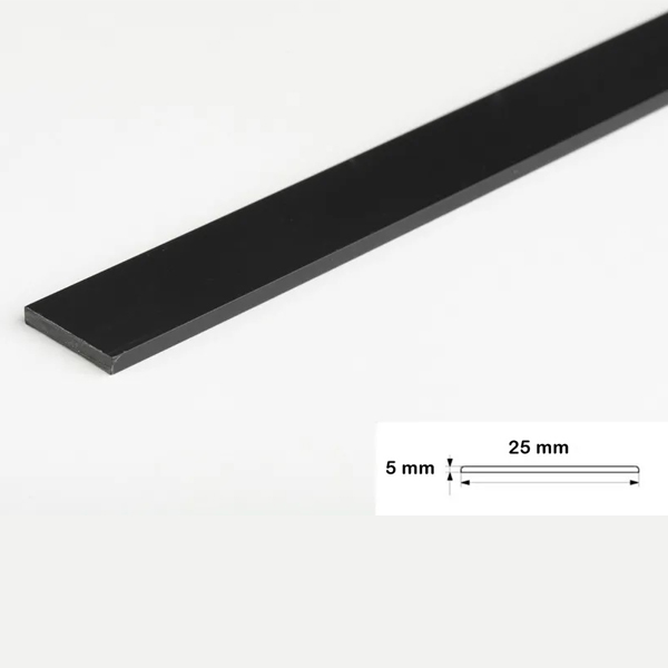 Black 2.5 Meter Durable PVC Flat Bar, Trim Architrave Cover