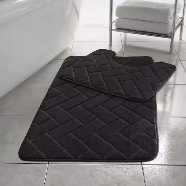 2 Pcs Anti-Slip Rubber Pedestal Memory Foam Mat Toilet Bathroom Rug