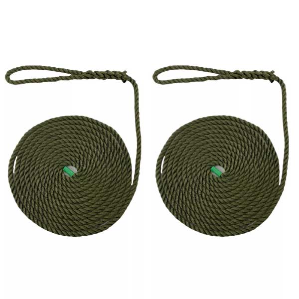 2 Pcs Softline Warps Boat Lines High Strength Olive Green Mooring Ropes