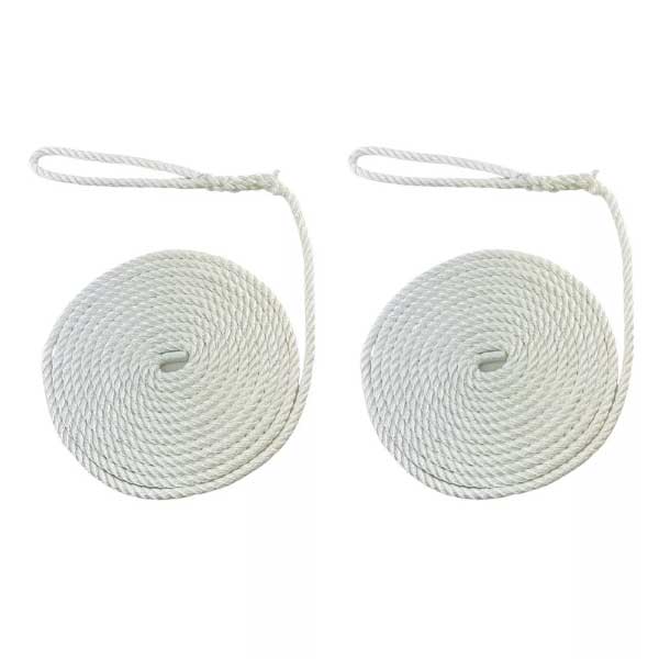 2 Pcs White Softline Warps Boat Lines High Strength Mooring Ropes 