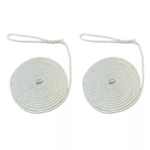 2 Pcs White Softline Warps Boat Lines High Strength Mooring Ropes 