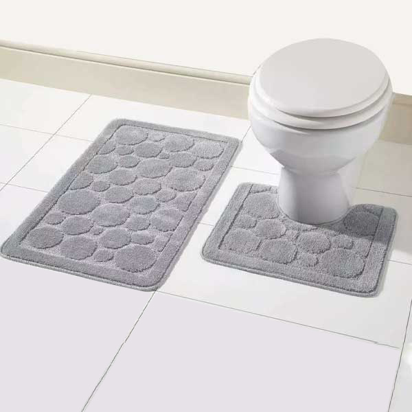 2 Pieces Large Soft Bathroom Shower Mat & Toilet Pedestal Rug Set 