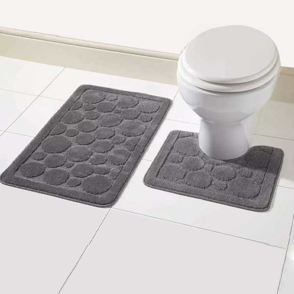 2 Pieces Large Soft Bathroom Shower Mat & Toilet Pedestal Rug Set 