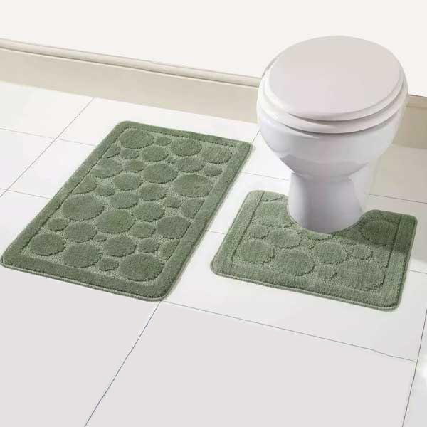 2 Pieces Large Soft Bathroom Shower Mat & Toilet Pedestal Rug Set 