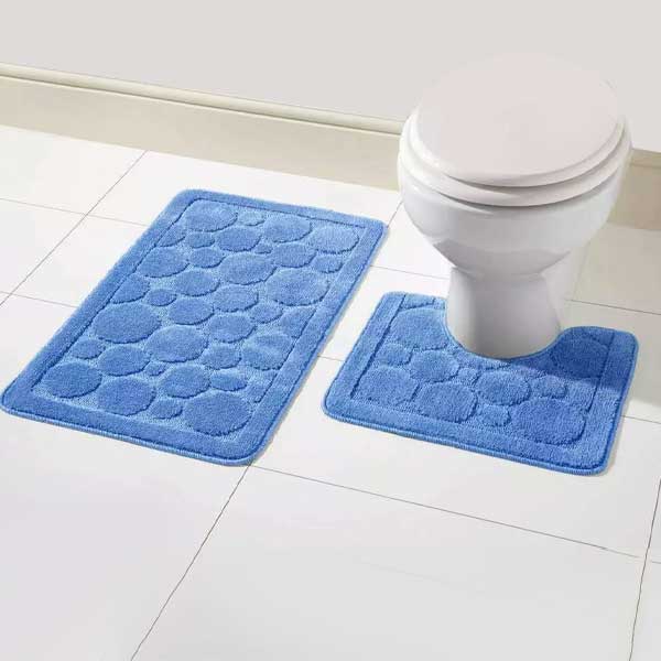 2 Pieces Large Soft Bathroom Shower Mat & Toilet Pedestal Rug Set 