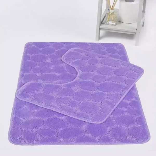 2 Pieces Large Soft Bathroom Shower Mat & Toilet Pedestal Rug Set 