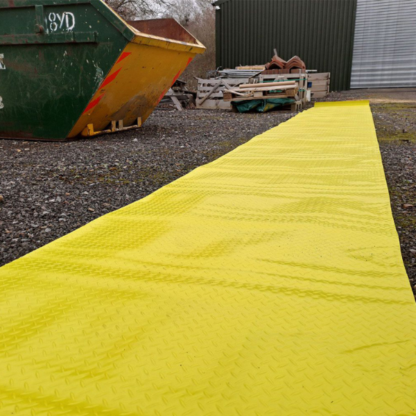 2mm Thick Durable Anti Slip Diamond Pattern Yellow Site Mat 