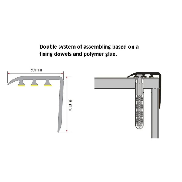 30 x 30mm UPVC Wood Effect Stair Edge Nosing Trim Edge Nosing 