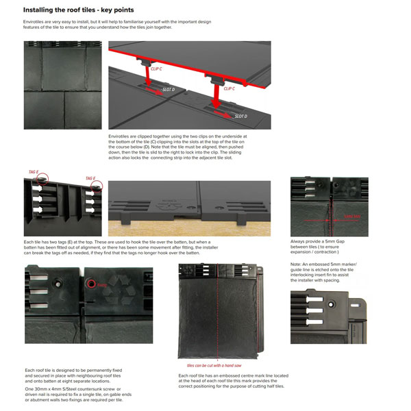 365mm Envirotile Plastic Slate Roof Tiles 