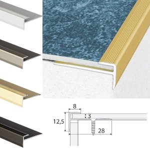 Anodised Aluminium Carpet Edge Ending Strip Floor Bar Trim for 3mm Flooring