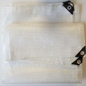 400 GSM Heavy Duty Reinforced Mesh Clear Waterproof Tarpaulin Cover Mono Sheet