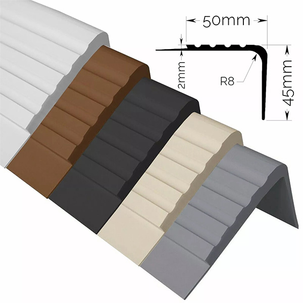 50mm x 45mm Anti Slip PVC Rubber Stair Angle Edge Nosing Trim