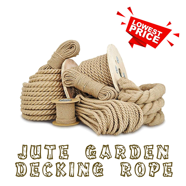 6mm Thick Natural Jute Rope Twisted Hessian Braided Decking Garden Boating Sash 