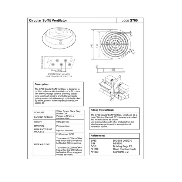 70mm Round Soffit Air Vents UPVC Push in Roof Disc Vent - 10 Pack