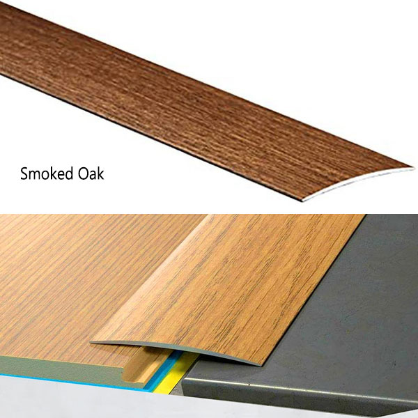 80mm Wide Self-Adhesive Aluminium Wood Effect Transition Strip Carpet Cover Door Floor Threshold