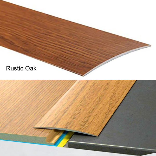 80mm Wide Self-Adhesive Aluminium Wood Effect Transition Strip Carpet Cover Door Floor Threshold