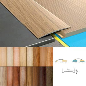 80mm Wide Self-Adhesive Aluminium Wood Effect Transition Strip Carpet Cover Door Floor Threshold