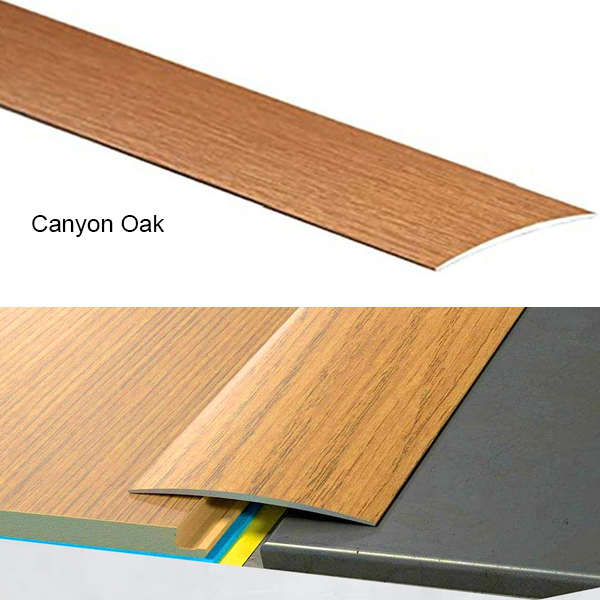 80mm Wide Self-Adhesive Aluminium Wood Effect Transition Strip Carpet Cover Door Floor Threshold