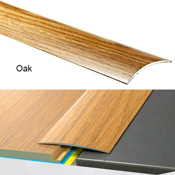 80mm Wide Self-Adhesive Aluminium Wood Effect Transition Strip Carpet Cover Door Floor Threshold