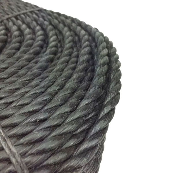 8mm Polypropylene Black Coil 3 Strand Nylon Lightweight Rope