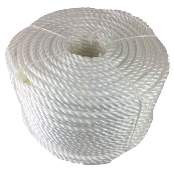 8mm Polypropylene White Coil 3 Strand Nylon Lightweight Rope