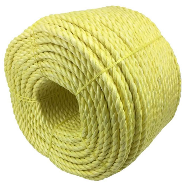 8mm Polypropylene Yellow Rope Coil 3 Strand Nylon Lightweight Rope