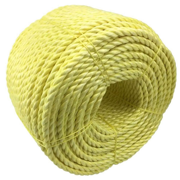 8mm Polypropylene Yellow Rope Coil 3 Strand Nylon Lightweight Rope